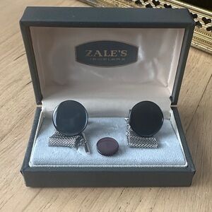 Zales Elegant Black and Silver Cufflinks